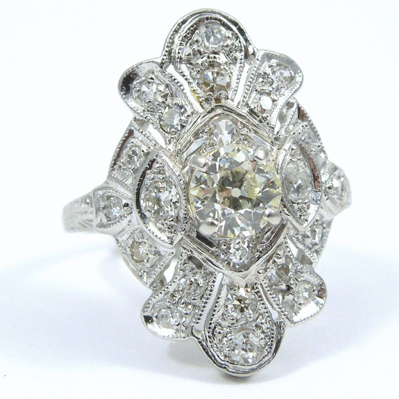 Vintage Platinum Diamond Ring 001-131-00212 | Vintage Diamond Fashion ...